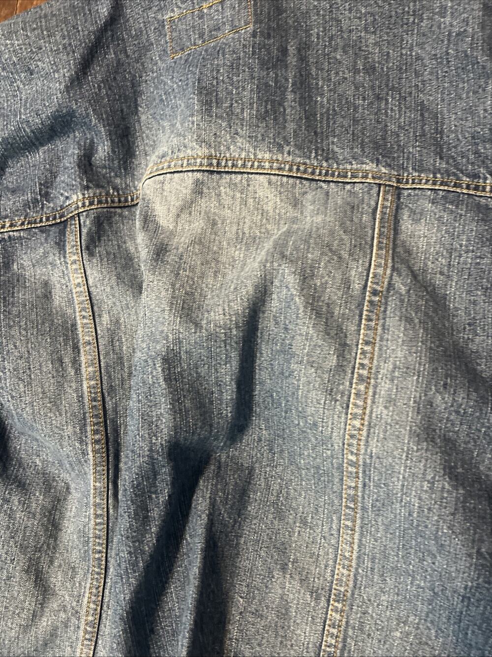 Urban Pipeline Up Jean Jacket Large Medium Wash Snaps Chest Pockets Relaxed 90s - Picture 6 of 9